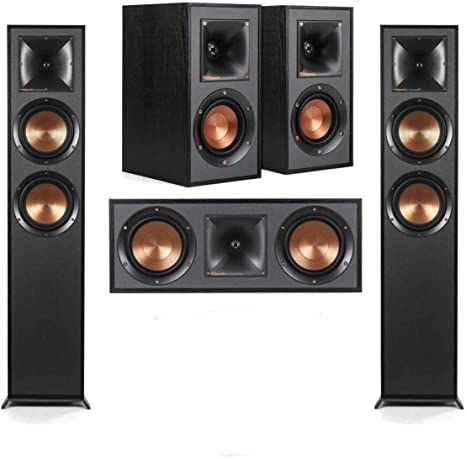 Klipsch Reference R-625FA 5.0 Home Theater Pack, Black Textured Wood Grain Vinyl