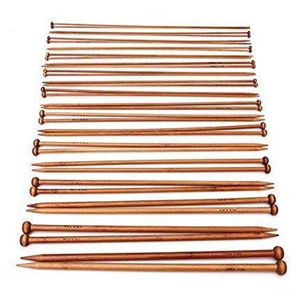Foxnovo Bamboo Knitting Needles Set 36Pcs 18 Sizes From 2mm to 10mm