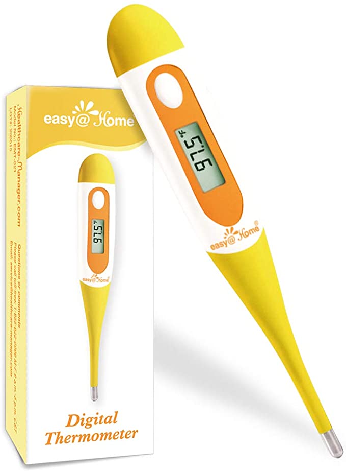 Digital Oral Thermometer for Adult and Kid, Easy@Home Accurate Fast Reading Body Temperature Thermometer for Oral and Underarm Measurement with Fever Alarm，EMT-021B-Yellow