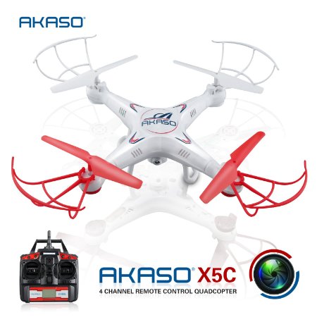 AKASO X5C 4CH 24GHz 6-Axis RC Quadcopter with HD Camera Gyro Headless 360-degree 3D Rolling Mode 2 RTF RC Drone  Bonus MicroSD card and Blades Propellers included