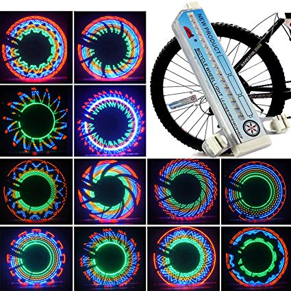 Bike Wheel Light Bicycle Spoke LED Lights Bright Cycling Bikes Bicycles Waterproof Outdoor Valve Flashing Night Light Safe Accessories (32 Pattern)