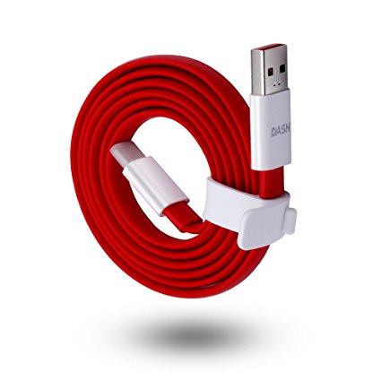 Oneplus 3 3T Dash Type-C Cable 150cm Type C Charger Red Flat Cable 5V 4A Charging Data Sync High Speed 4.92ft Original Genuine with Individually Retail Package (Red) (150cm Red)