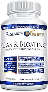 Research Verified Gas and Bloating - Relax Intestinal Muscles, Eliminate Gas Buildup - Artichoke Powder, Ginger, Peppermint Leaf Powder - 60 Capsules - Vegan…