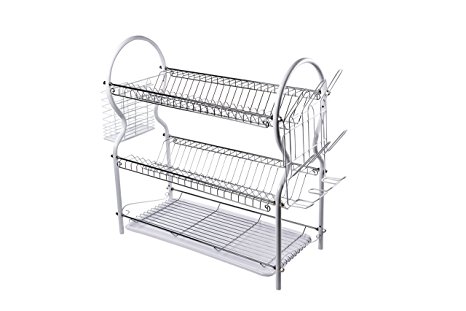 Spacesaver 3-Tier Steel Dish Rack System, White