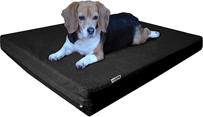 Dogbed4less Premium Orthopedic Memory Foam Dog Bed | Waterproof Liner, Washable Durable Canvas Cover and Bonus 2nd External Case, 7 Sizes