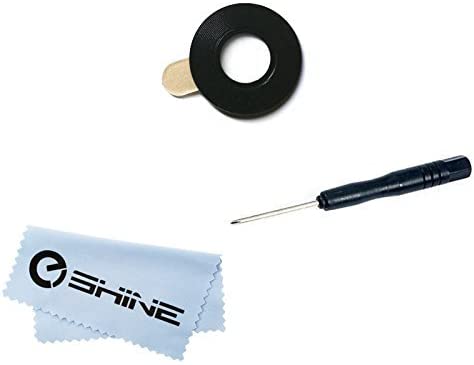 EShine Back Rear Camera Lens Cover Ring Replacement   Adhesive   Screwdriver for LG G3 Fits D850 (AT&T), D851 (T-Mobile), LS990 (Sprint), VS985 (Verizon), US990(U.S. Cellular), AS985, D852, D855   Screwdriver   EShine Cloth (Black)