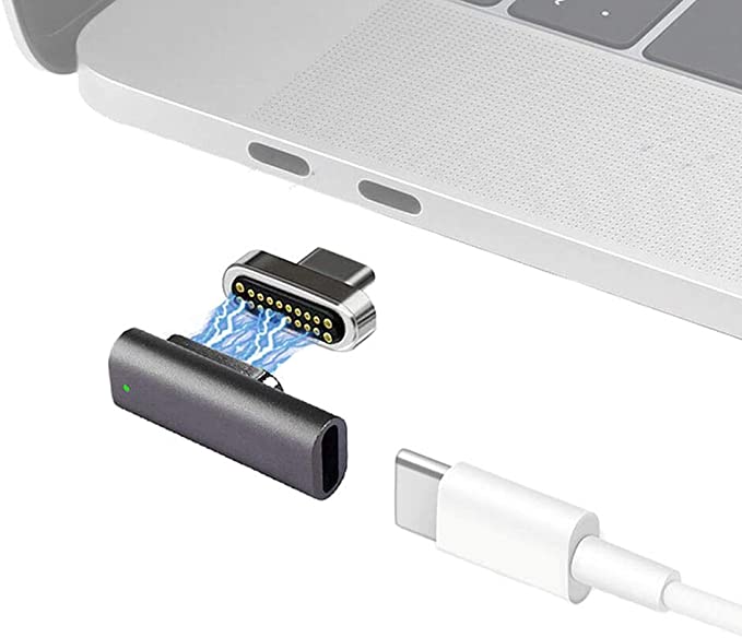 Magnetic USB C Adapter 20Pins Type C Connector, Support USB PD 100W Quick Charge, 10Gbp/s Data Transfer and 4K@60 Hz Video Output Compatible with MacBook Pro/Air and More Type C Devices (Grey)