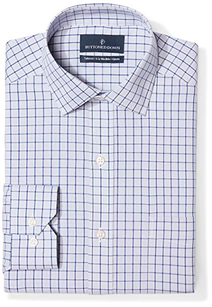 BUTTONED DOWN Men's Tailored Fit Check Non-Iron Dress Shirt