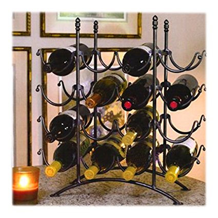 16 Bottle French Country Black Metal Wine Display Rack / Storage Organizer by MyGift