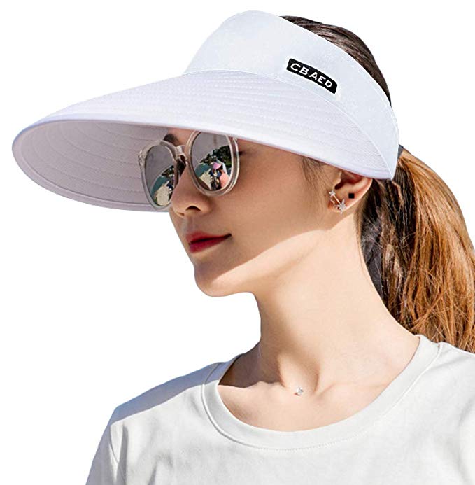 Sun Visor Hats for Women, Large Brim UV Protection Summer Beach Cap, 5.5''Wide Brim