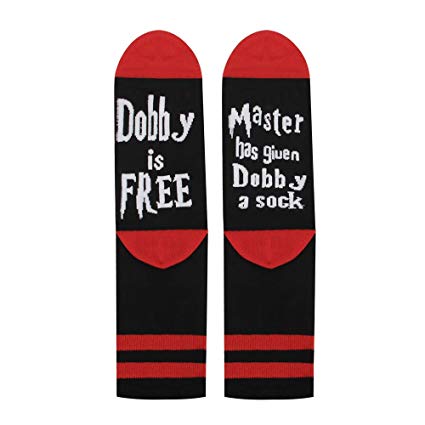Harry Potter Casual Socks, Master has given Dobby a sock Dobby is Free, Combed Novelty Socks For Men & Women