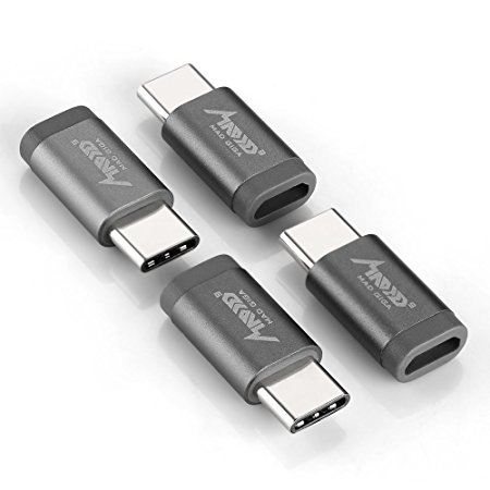 USB Type C Adapter, MAD GIGA USB C to Micro USB Convert Connector ( 4 Pack) Mini Aluminum for Samsung Galaxy Note 8 / S8 / S8 Plus, LG G5 / G6, LG V30, HUAWEI P9 Plus / Mate 9, HTC 10 & More (Gray)