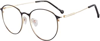 SHINU Round Frame Anti Blue Ray Progressive Multifocus Reading Glasses with Metal Frame-MATL701