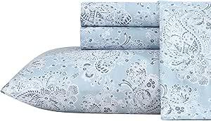 Wrangler - Queen Sheet Set, Silky & Lightweight Bedding Set, Paisley Home Decor, Oeko-Tex Certified (Prairieland Paisley Blue, Queen)