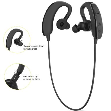 Bluetooth Headphones Matone V41 Wireless Bluetooth Headset Dual-Ear Retractable Earbuds  Sport TPU Earhook Super Standby Headphones Noise Cancelling Earbuds Earphones with Microphone65288Black65289
