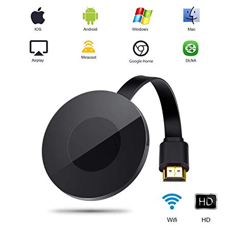 Wireless Display Dongle Receiver, 1080P HDMI Miracast WiFi Media Streamer Adapter Support Chromecast YouTube Netflix Hulu Plus Airplay DLNA TV Stick for Android/Mac/iOS/Windows