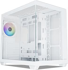 Vetroo AL900 ATX PC Case with 270° Full View Tempered Glass, Pre-Installed ARGB & PWM FDB Fan, Supports 360mm Radiator & 10 Fans, Type-C Ready, for 40 Series GPUs (White)