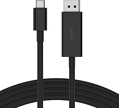 Belkin USB Type C to DisplayPort 1.4 Cable 6.6ft/2m, 32.4Gbps, 8K@60Hz or 4K@144HZ, with HBR3, DSC, HDCP 2.2, DP Alt mode, Backwards Compatible, Works with Windows, MacOS, iPadOS, Android, and More