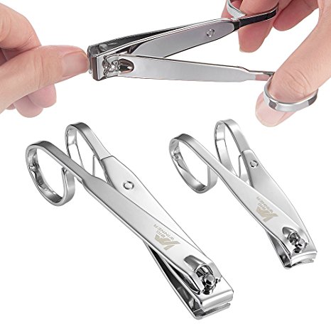 Bigwinner Nail Clippers Set Fingernail and Toenail Clipper Cutter - Stainless Steel Sharp Sturdy Trimmer Set for Men and Women by E-LING (Set of 2)