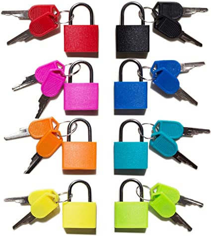 Padlock (8 Pack) Small Padlock with Key for Luggage Lock, Backpack, Gym Locker Lock, Suitcase Lock, Classroom Matching Game and More