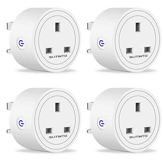WiFi Smart Plug Outlet Compatible with Alexa, Google Home and IFTTT, SLITINTO Wireless Mini Smart Socket with Energy Monitoring, Timer, Remote Control from Anywhere (4 Pack)