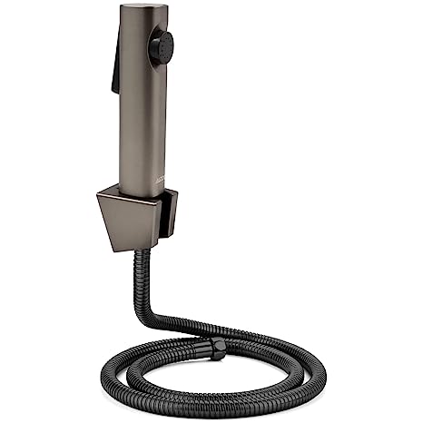 ALTON SHR20855 ABS Health Faucet with SS-304 Grade 1.25 Meter Flexible Hose Pipe and Wall Hook, Grey & Black (Jet Spray for Toilet)