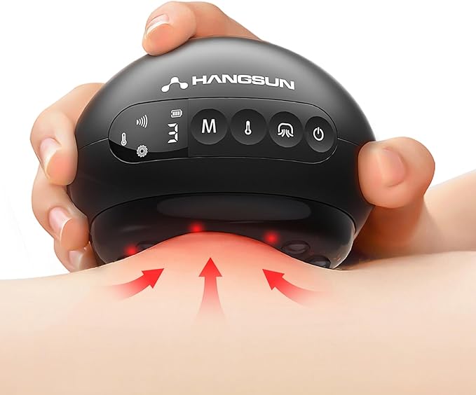 Hangsun Upgraded Smart Cupping Therapy Set 5 in 1 Electric Cupping Massager for Pain Relief with Red Light Therapy, Gua Sha Massage, 7 Levels of Suction, 3 Temperatures and 2 Modes