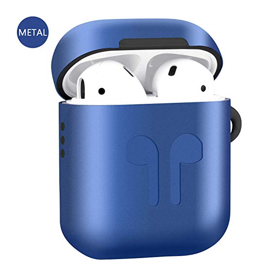 Metal Airpods Case 2019 Newest Full Protective Skin Cover Accessories Kits Compatible Airpods Charging Case Ultra Lightweight Dustproof Scratchproof Case (blue)