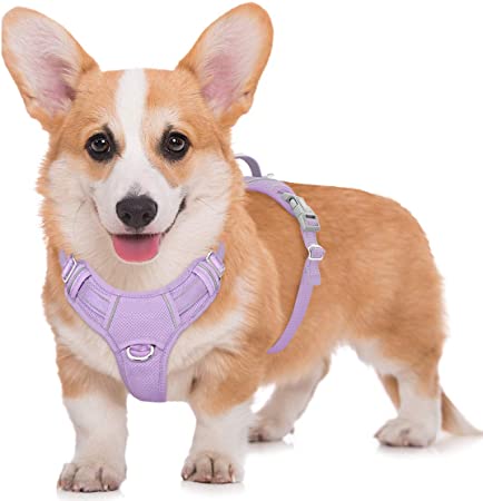 BARKBAY No Pull Dog Harness Large Step in Reflective Dog Harness with Front Clip and Easy Control Handle for Walking Training Running with ID tag Pocket