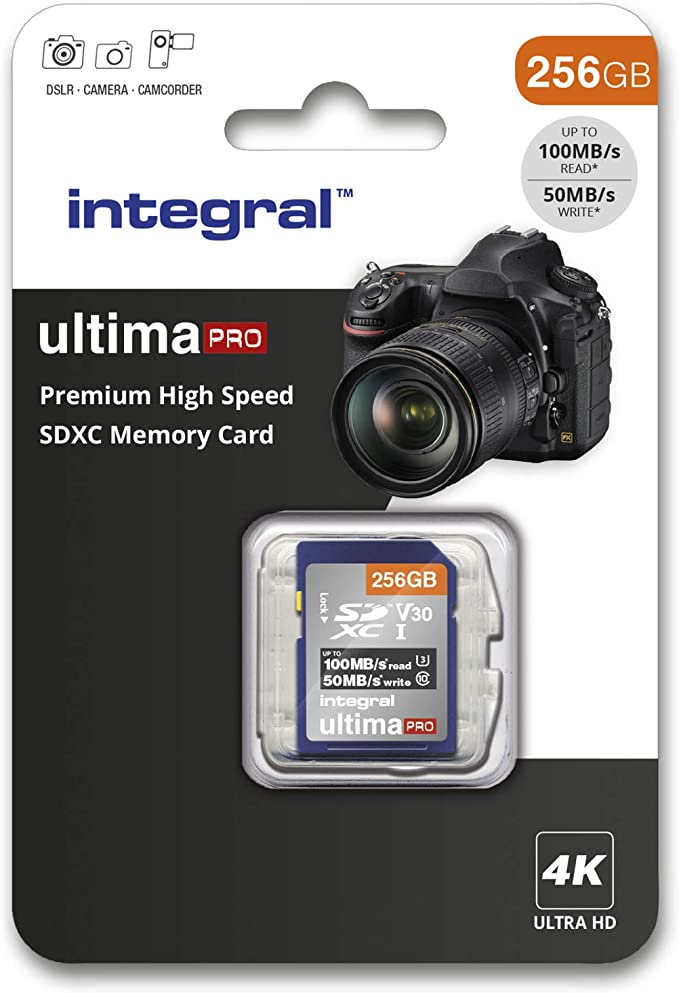 Integral 256 GB Premium High Speed SD (SDXC) V30 UHS-I U3 Memory Card