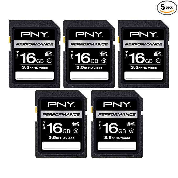 PNY 16GB Performance Class 4 SDHC Flash Memory Card 5-Pack