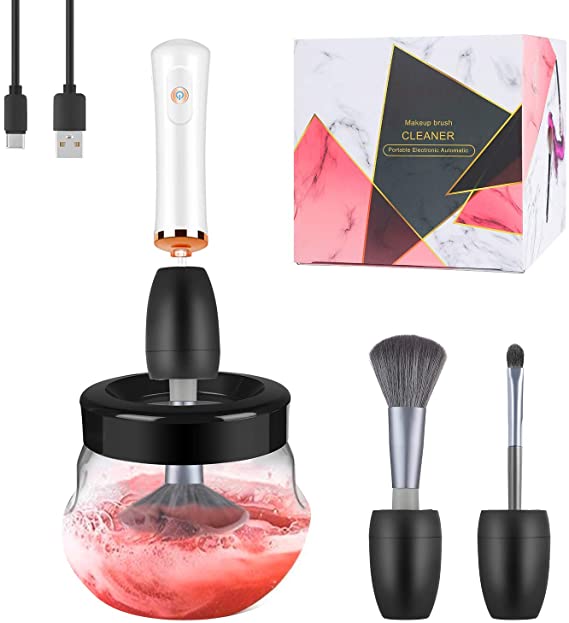 Premium Electric Makeup Brush Cleaner and Dryer Machine for Any Size Brushes, Type-C Rechargeable Makeup Brush Washing Machine, Super-Fast&Multifunctional Make up Brush Cleanser (White)
