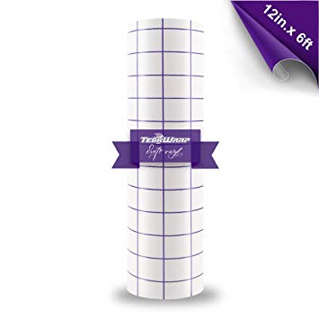 TECKWRAP Vinyl Transfer Paper Tape 12" x 6 FT Clear Purple Grid Perfect Alignment for Permanent Adhesive Craft Vinyl