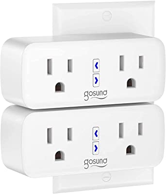 Smart Plug 10A WiFi Dual Extender Outlet Works with Alexa Google Assistant, Mini 2 in 1 WiFi Plug with with Timer Function Remote Control from APP, No Hub Required, 2 Pack