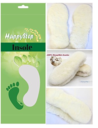HappyStep® Premium Quality Genuine Sheepskin Insoles, Lambswool Insoles and Felt Insoles (US Women Size 5)