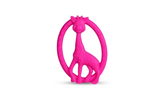 Gemini Fairy Lovely Giraffe Design Silicone Baby Teether Chewable BPA Free Silicone Teething Toy (Hot Pink)