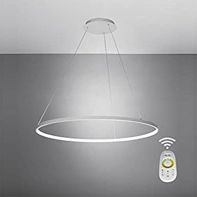LightInTheBox Dimmable Remote Control Acrylic Chandelier Modern 80cm Cut LED Ring Pendant Light With Oval 1 Ring Max 40W Chrome Finish,Ceiling Light Fixture (White)