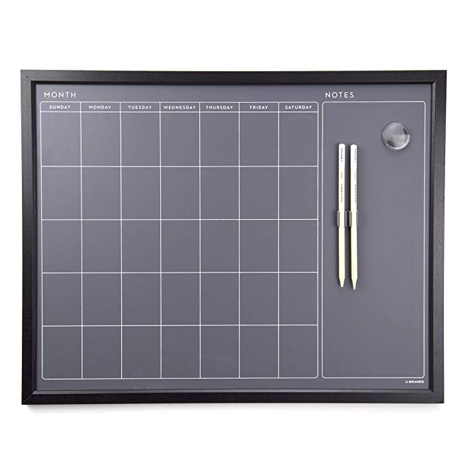 U Brands Magnetic Calendar Chalk Board, Wood Frame, 16" x 20" (2518U00-04)