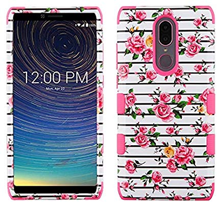 Kaleidio Case Compatible for Coolpad Legacy [TUFF] Rugged Armor 3-Piece [Shock/Impact Protection] Dual Layer Hybrid Rubber Cover [Fresh Pink Flowers]