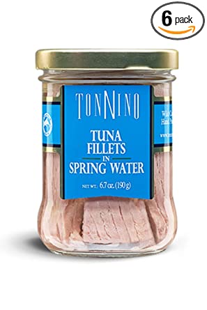 Tonnino Tuna Fillets Low Calorie and Gluten Free Yellowfin Jarred Premium Tuna in Olive Oil 6.7 oz