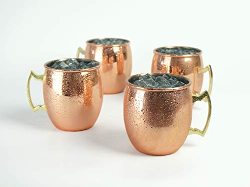 PG Set of 4 Moscow Mule Mug Copper Plated with Stainless Steel Lining, Factory Direct Sale (19.5oz, Gloss Finish)
