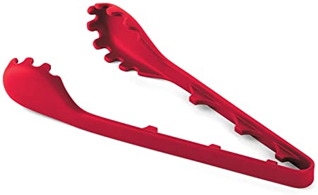 Fox Run 48783 2 in 1 Pasta Measuring Tongs, 12.5", Red