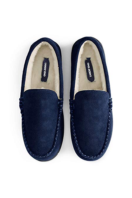 Lands' End Men's Suede Leather Moccasin Slippers