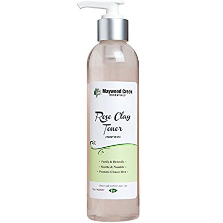 Facial Toner Rose Clay - Handcrafted - Made with Natural and Organic Ingredients- Brightening, Anti-Aging Skin Products, Clarifying Facial Toner - Crisp Yuzu Scent - 8 Oz.