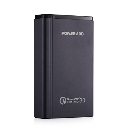 [Qualcomm Quick Charge 3.0] Poweradd 10050mAh Portable Charger Power Bank with Qualcomm QC 3.0 Technology for Smartphones (Lightning Cable Not Included)