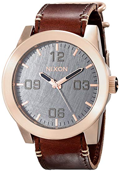 NIXON Men's Corporal Series Analog Quartz Watch / Leather or Canvas Band / 100 M Water Resistant and Solid Stainless Steel Case