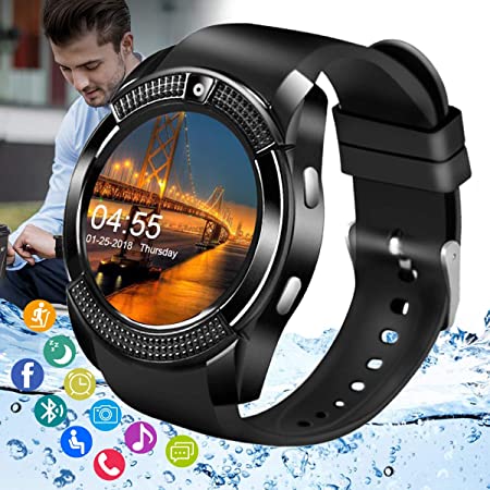 Smart Watch,Android Smartwatch Touch Screen Bluetooth Smart Watch with SIM Card Slot & Camera Wrist Phone Watch for Android iOS Phones Waterproof Cell Phone Smartwatch with Text & Call for Men Women