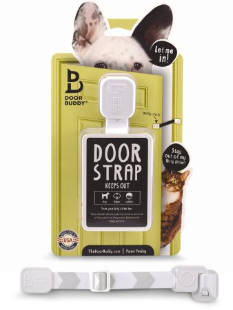 Door Buddy Door Latch to Dog Proof Litter Box Convenient Cat and Adult Entry into Room Adjustable Strap Easier than Installing Cat Doors or Using Pet Gates Stop Dog from Eating Cat Poop Today