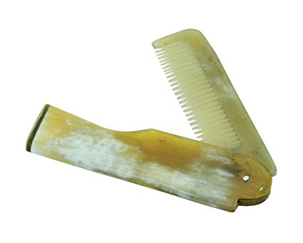 Buffalo Horn Folding Beard Comb Beard Brush Elegant Anti-Static Pocket Hair Brush
