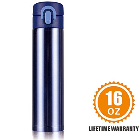 Double Walled Vacuum Insulated Travel Coffee Mug, Stainless Steel Flask, Sports Water Bottle, 380ML